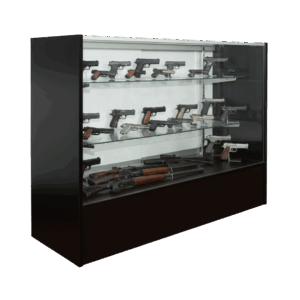 Firearms displayed in a Black Gun Display Case