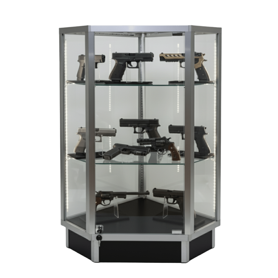 Silver Gun Display Case Corner | Extra Vision