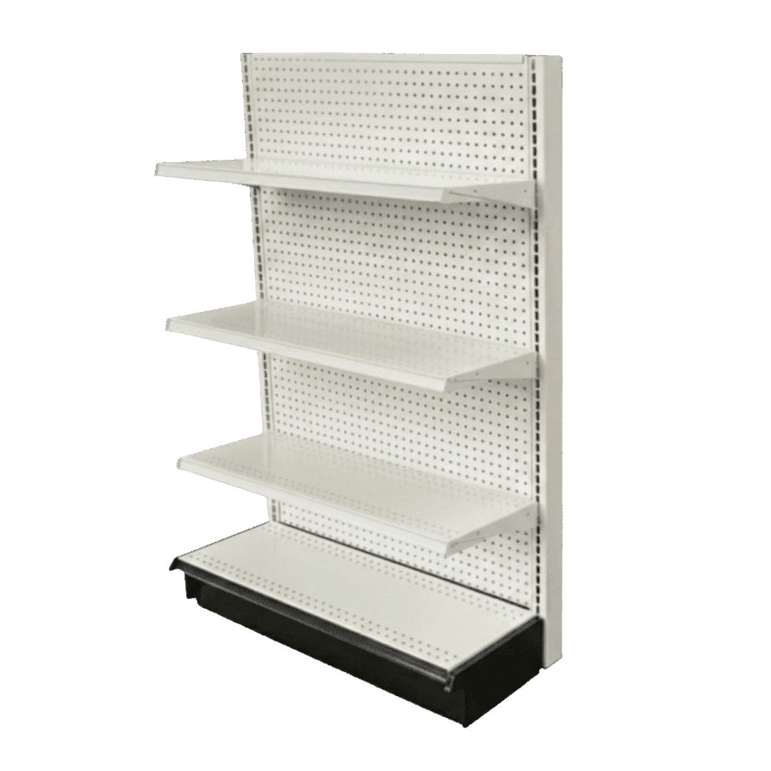 Gondola Shelving End Cap with 3 Shelves | White
