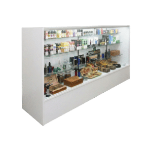 70" White Smoke Shop Display Case | Full Vision