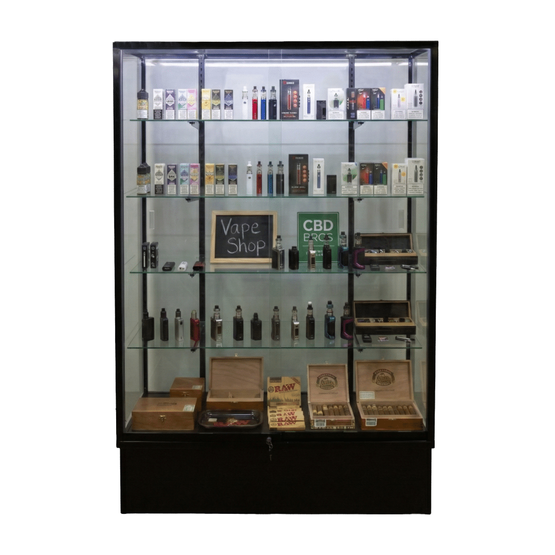 72" Black Smoke Shop Wall Display Case | Extra Vision