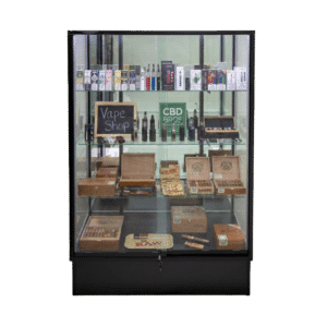72" Black Smoke Shop Wall Display Case with Mirror Back | Extra Vision