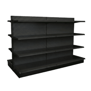 Black Double Sided Gondola Shelving Starter Unit | 2 Rows
