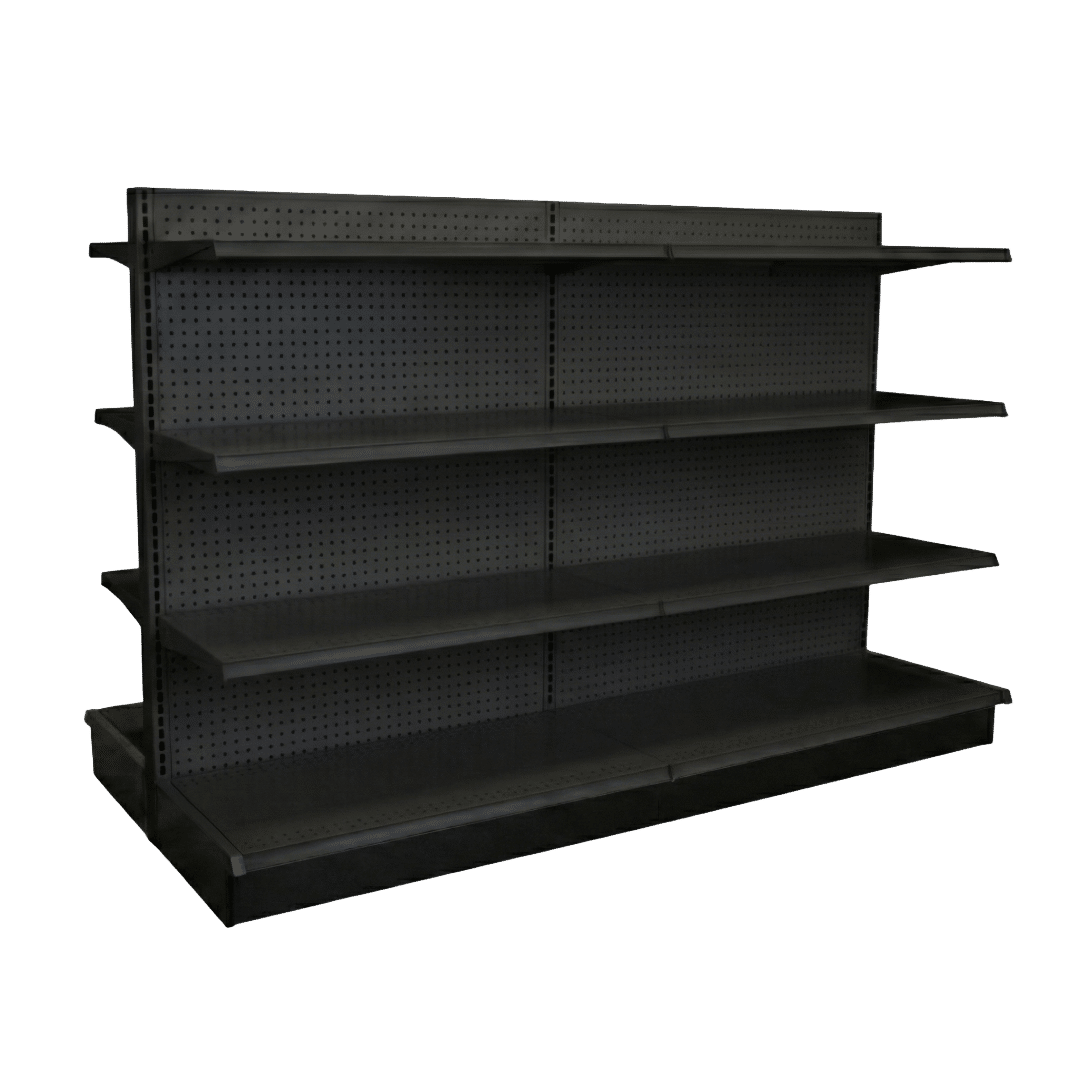 Black Double Sided Gondola Shelving Starter Unit | 2 Rows