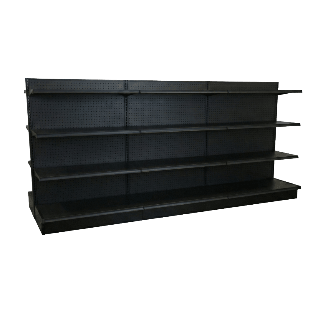 Black Double Sided Gondola Shelving Starter Unit | 3 Rows