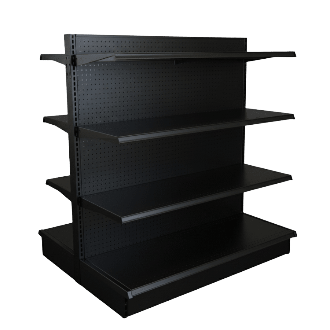 Black Double Sided Gondola Shelving Starter Unit