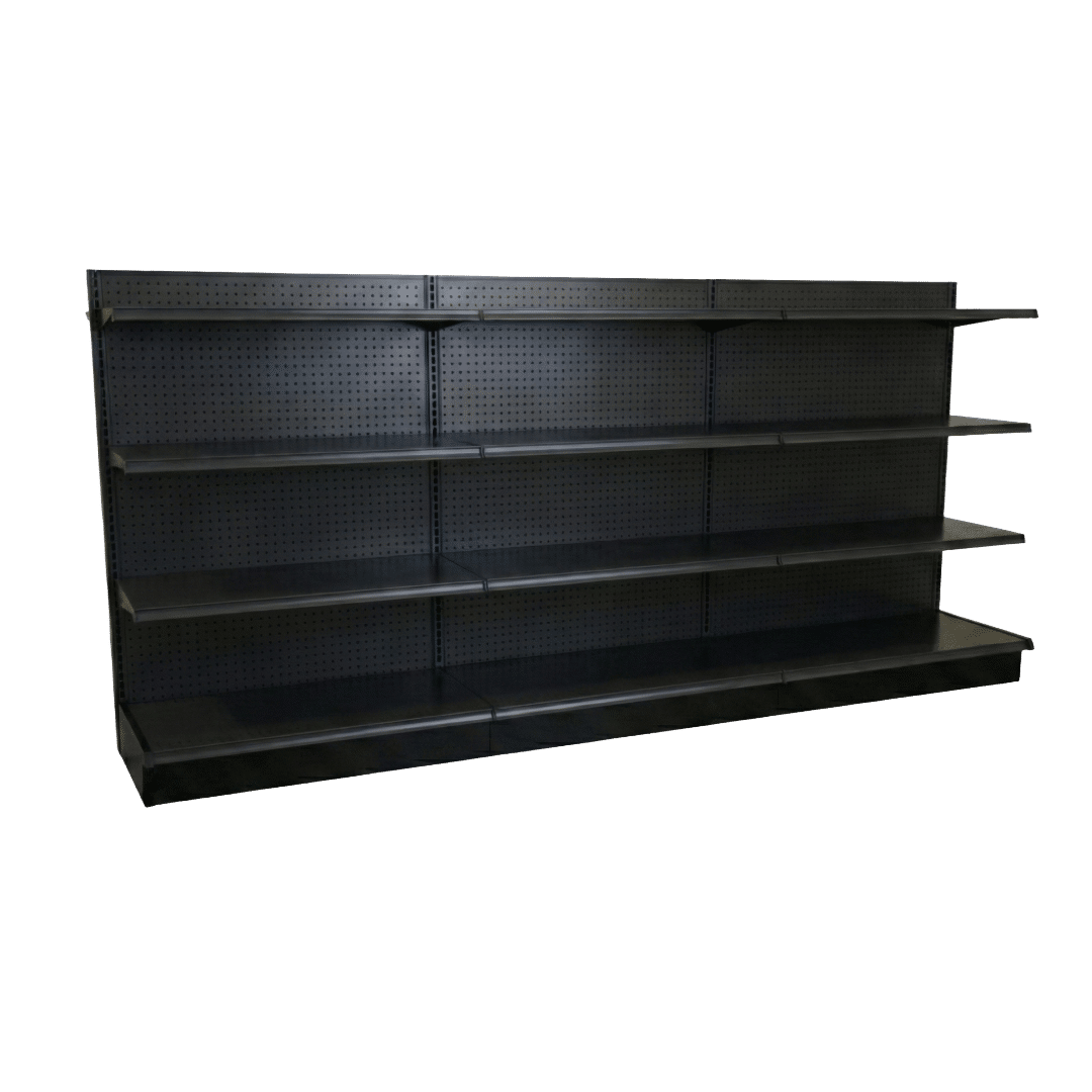 Black Gondola Shelving Wall Starter Unit | 3 Rows
