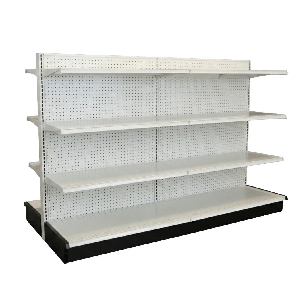 White Double Sided Gondola Shelving Starter Unit | 2 Rows