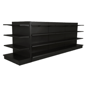 Black Double Sided Gondola Shelving Starter Unit | 3 Rows With 1 End Cap