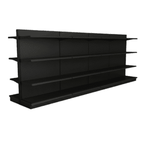 Black Double Sided Gondola Shelving Starter Unit | 4 Rows