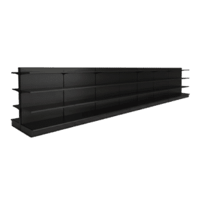 Black Double Sided Gondola Shelving Starter Unit | 7 Rows