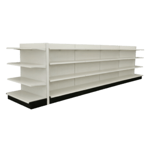 White Double Sided Gondola Shelving Starter Unit | 4 Rows With 1 End Cap