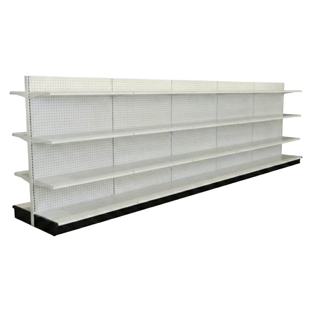 White Double Sided Gondola Shelving Starter Unit | 5 Rows