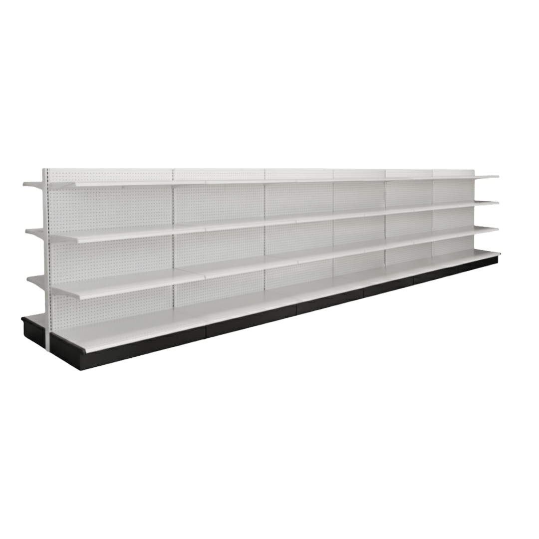 White Double Sided Gondola Shelving Starter Unit | 6 Rows