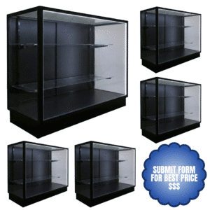 48" Black Extra Vision Wholesale Display Cases | Black Back