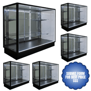 48" Black Extra Vision Wholesale Display Cases | Mirrored Back