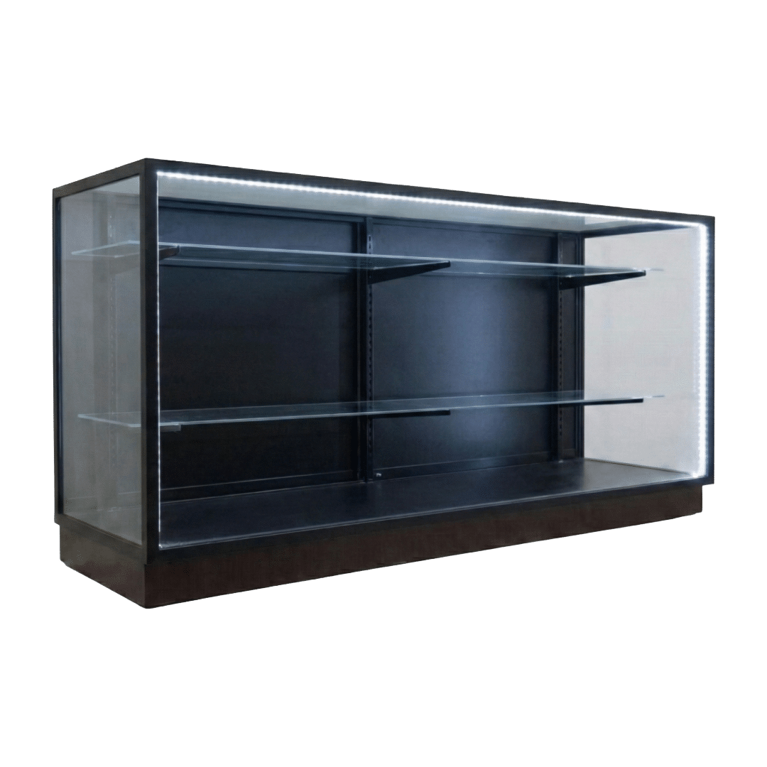 70" Black Extra Vision Display Case | Black Back