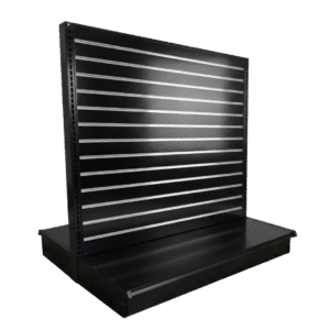 Slatwall Backed Double Sided Gondola Shelving Starter Unit | Black | Madix Compatible