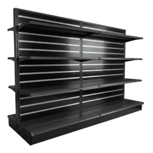 Slatwall Backed Double Sided Gondola Shelving
