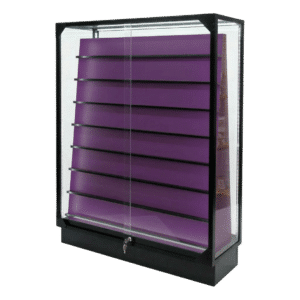 Double Sided Sports Card Display Case | Black with Purple Insert | with LED