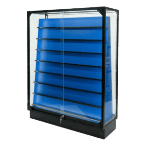 Double Sided Sports Card Display Case | Black with Blue Insert | with LED