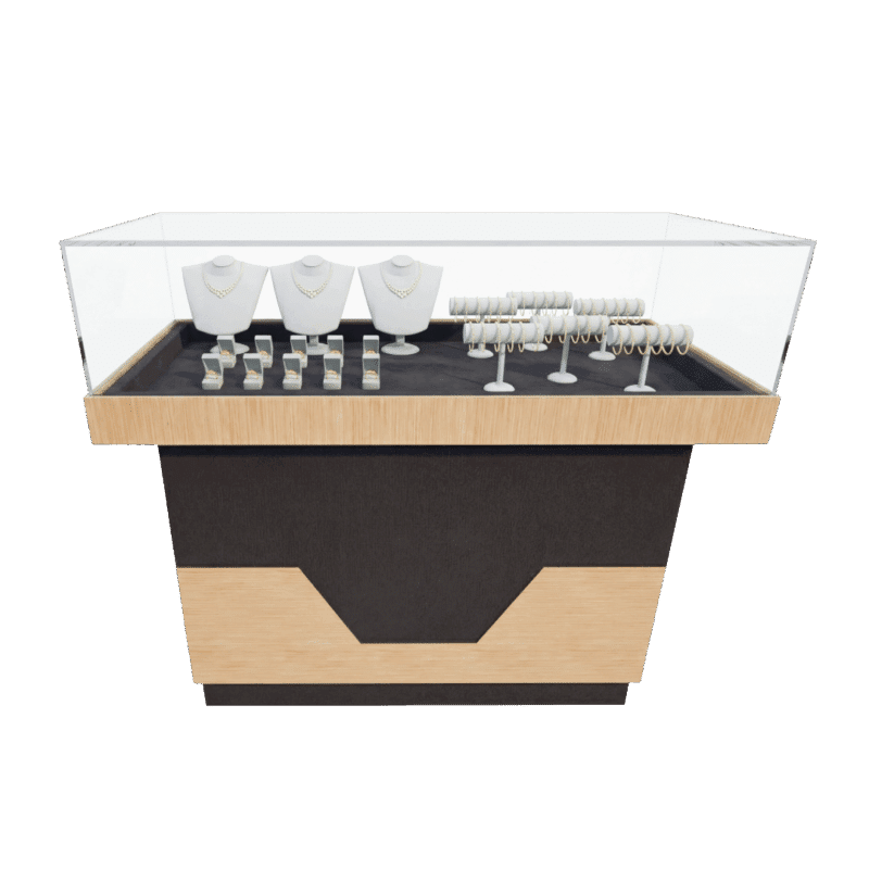 Gray & Maple Wood Jewelry Display Case