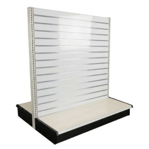 Slatwall Backed Double Sided Gondola Shelving Starter Unit | White | Madix Compatible