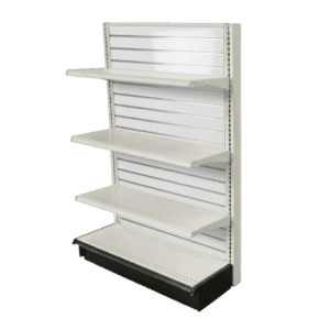 Gondola Shelving End Cap Slatwall Backed with 3 Shelves | White | Madix Compatible