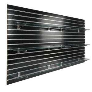 Gloss Black Slatwall Panel Shelving Bundle | 6 Shelves