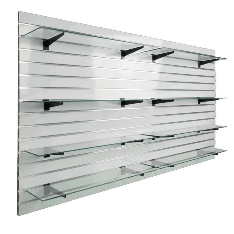 Callac Shelf Gloss White Slatwall Panel Shelving Bundle | 8 Shelves