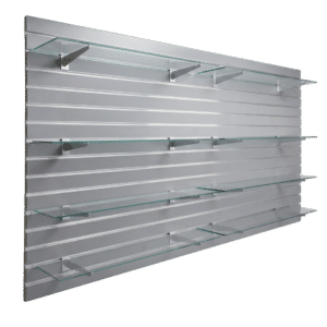 Gray Slatwall Panel Shelving Bundle | 8 Shelves