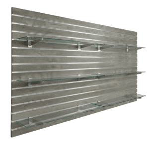 Gray Slatwall Panel Woodgrain Shelving Bundle
