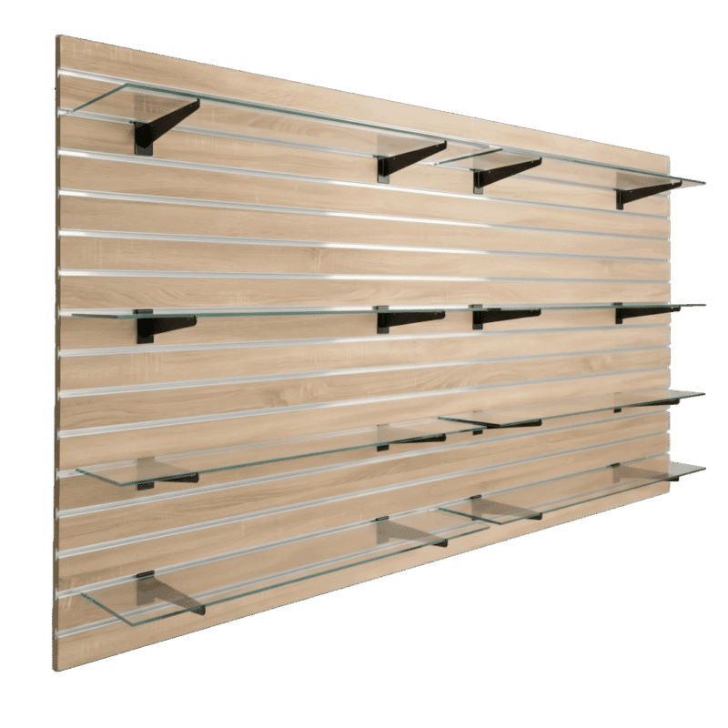 Callac Shelf Sonoma Oak Slatwall Panel Shelving Bundle | 8 Shelves