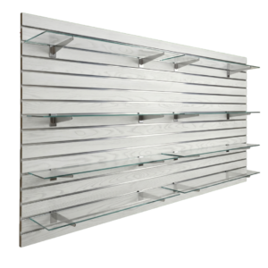 White Woodgrain Slatwall Panel Shelving Bundle