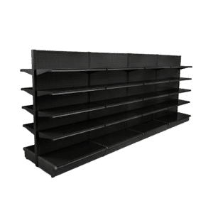 Black Double Sided Gondola Shelving Starter Unit | 4 Rows | Madix Compatible | 48" x 72"