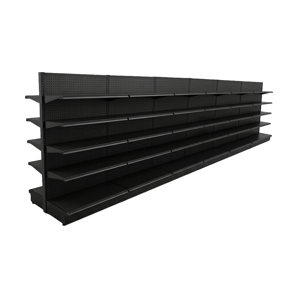 Black Double Sided Gondola Shelving Starter Unit | 6 Rows | Madix Compatible | 48" x 72"
