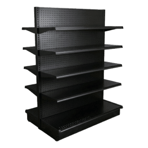 Black Double Sided Gondola Shelving Starter Unit | 8 Shelves | Madix Compatible | 48" x 72"
