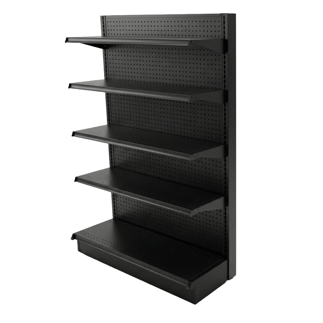 Gondola Shelving End Cap with 4 Shelves | Black | Madix Compatible | 36" x 72"