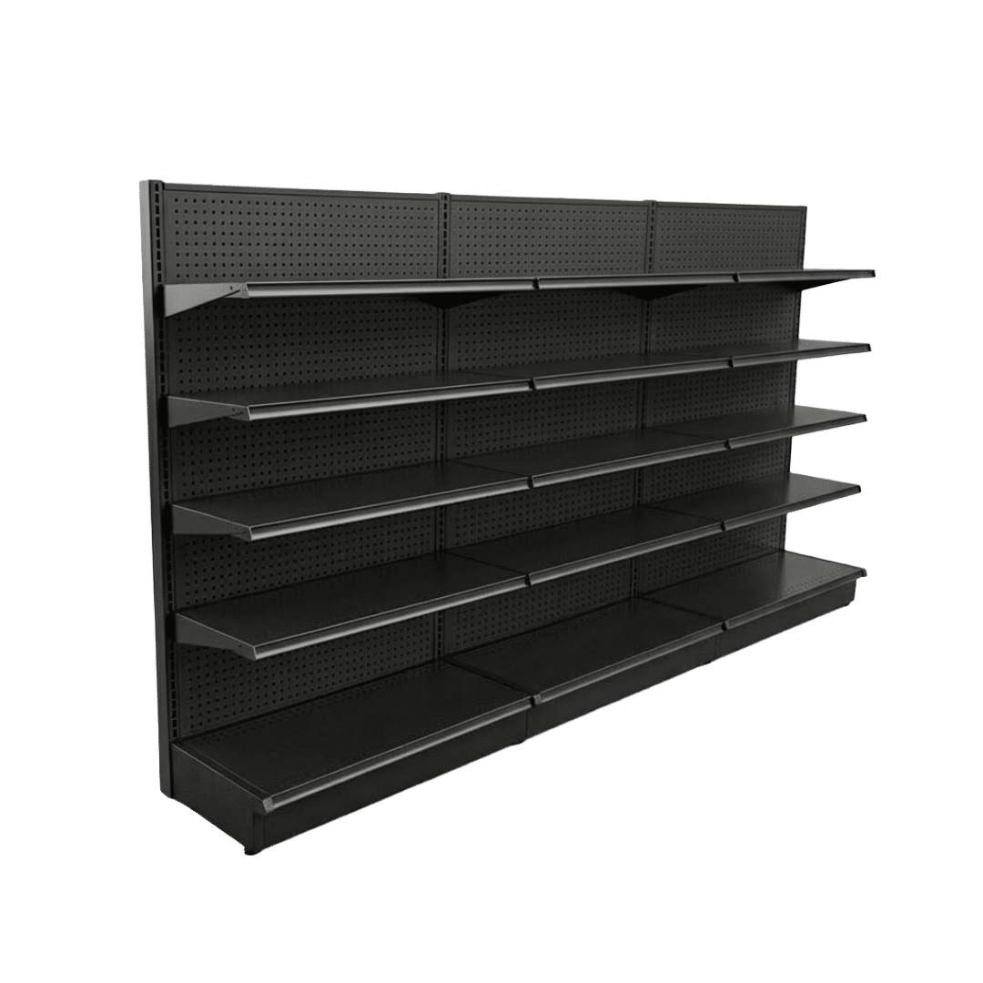Black Gondola Wall Shelving Starter Unit | 3 Rows | Madix Compatible | 48" x 72"