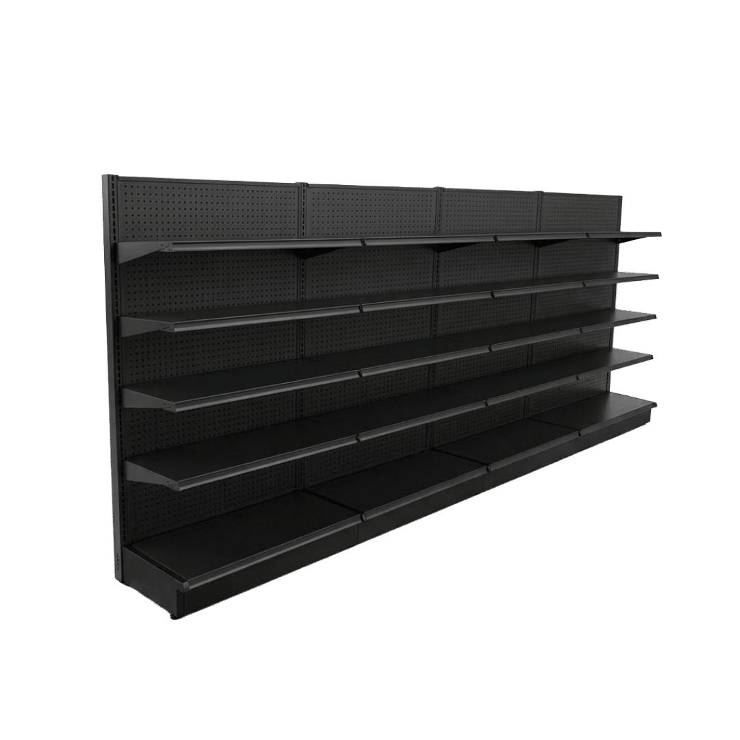 Black Gondola Wall Shelving Starter Unit | 4 Rows | Madix Compatible | 48" x 72"