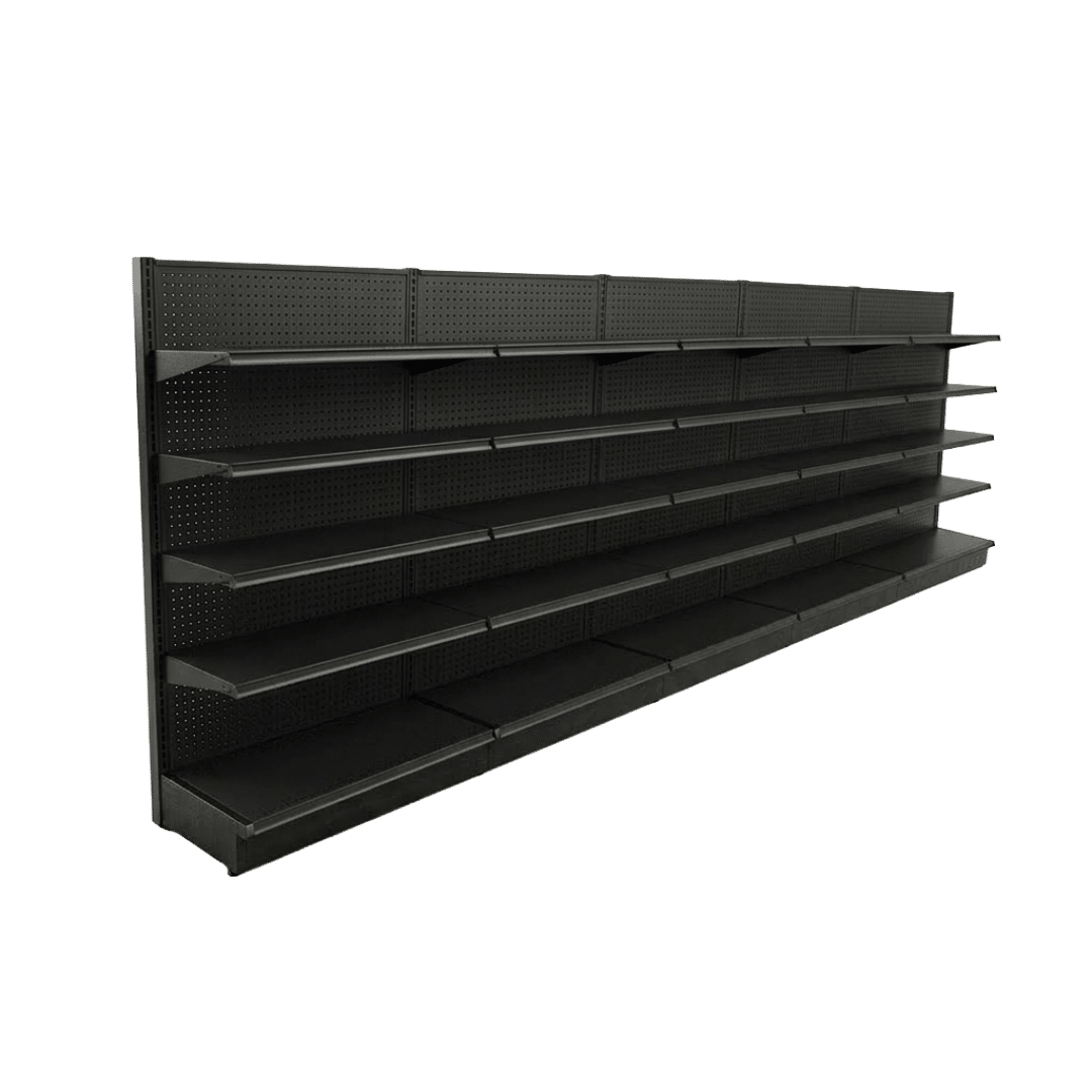 Black Gondola Wall Shelving Starter Unit | 5 Rows | Madix Compatible | 48" x 72"