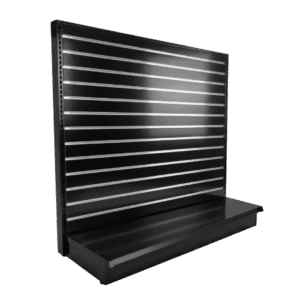 Slatwall Backed Gondola Wall Shelving Starter Unit | Black | Madix Compatible