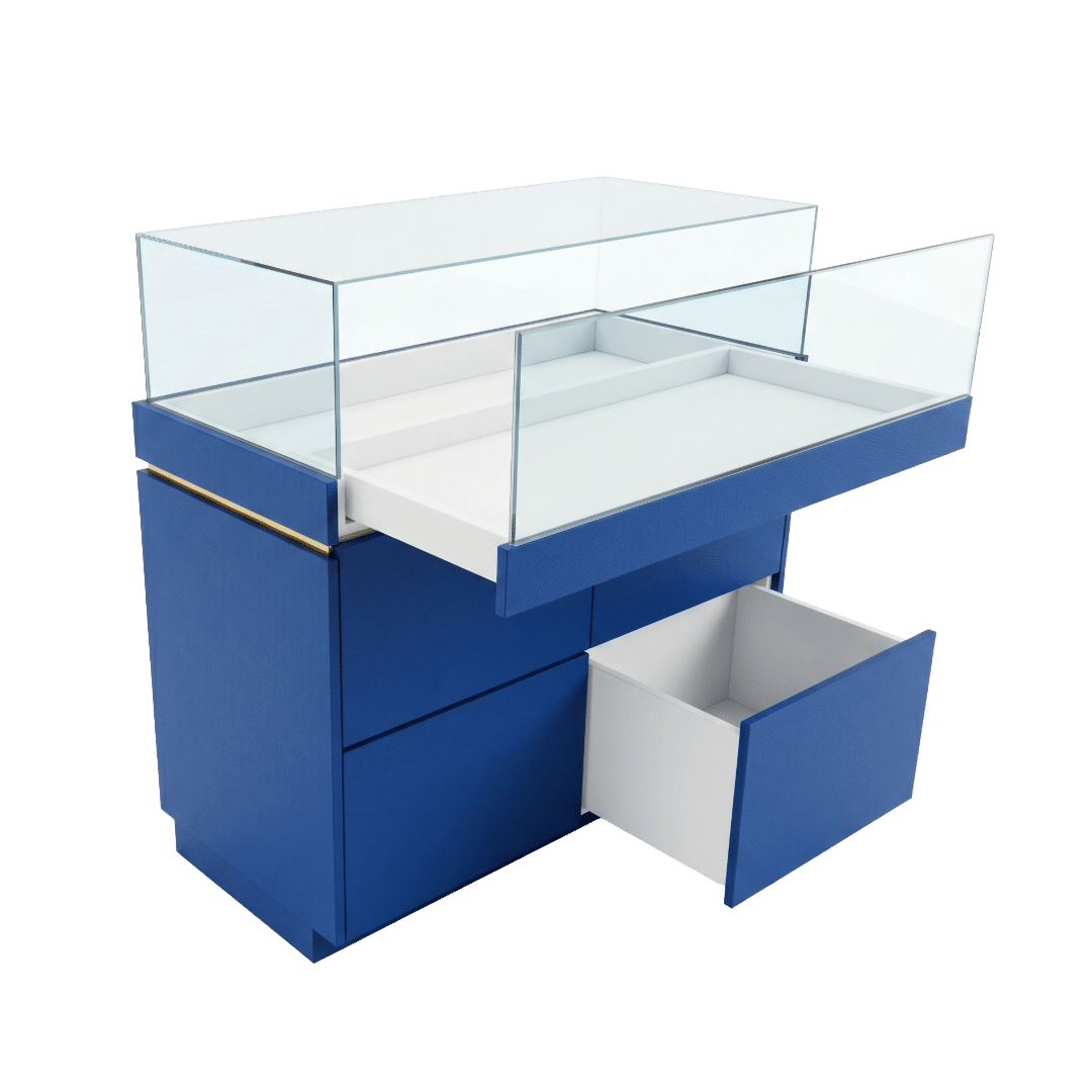 Blue and Gold Jewelry Display Case - Image 4