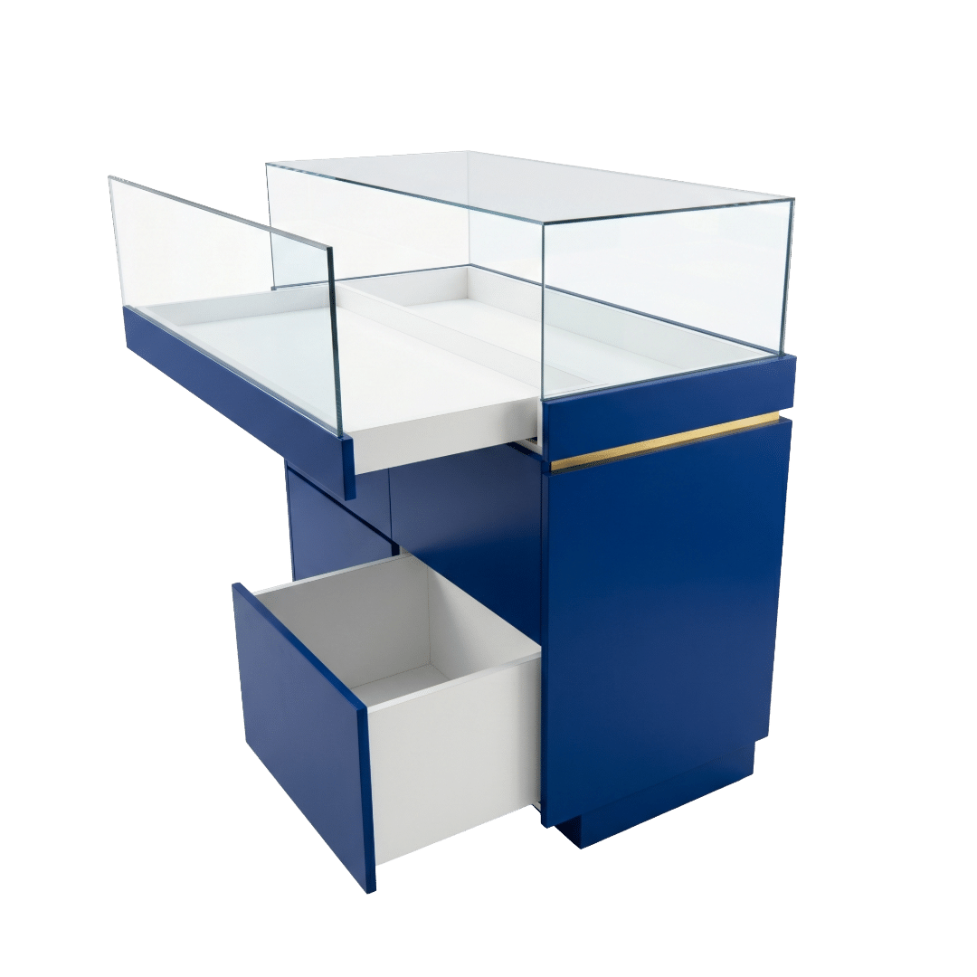 Blue and Gold Jewelry Display Case - Image 2