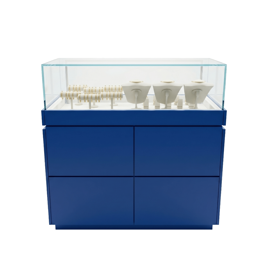 Blue and Gold Jewelry Display Case - Image 3