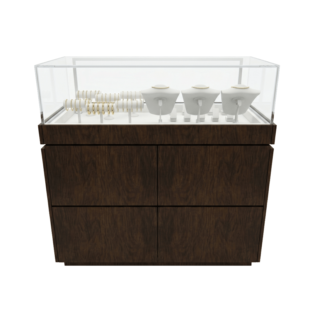 Dark Brown Wood & Gold Jewelry Display Case - Image 3