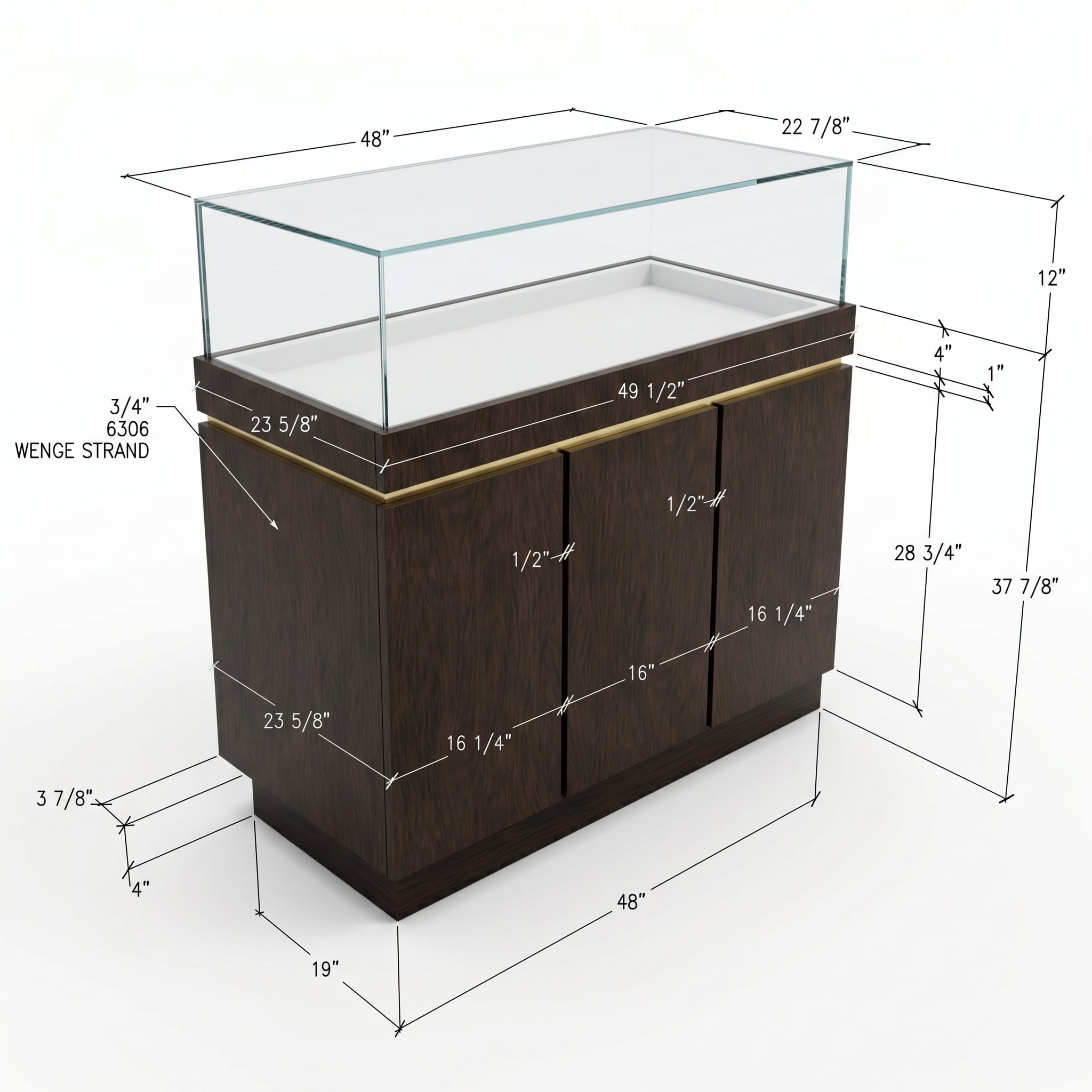 Dark Brown Wood & Gold Jewelry Display Case - Image 5