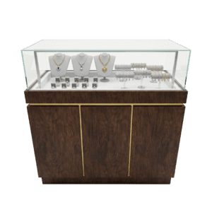 Dark Brown Wood & Gold Jewelry Display Case