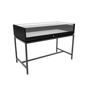 Thin Frame Display Case with Inline Base | Matte Black Wood & Matte Black Frame