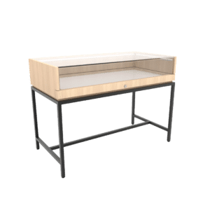 Thin Frame Display Case with Inline Base | Raw Oak Wood & Matte Black Frame